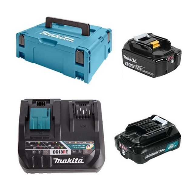 Аккумуляторный блок BL1850B 18В 5.0 Ah/BL1021B 12В 2.0 Ah + зарядное DC18RE, MAKITA