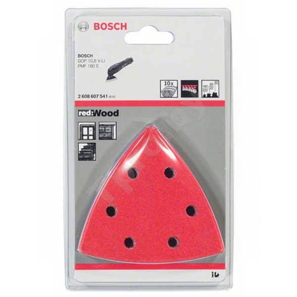 Набор шлифлистов 10 шт 93мм К60/80/120/180/240  RED WOOD, BOSCH