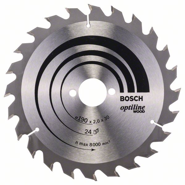 Диск пильный для циркулярок 190х30мм 24Т OptilineWood (древесина)., BOSCH