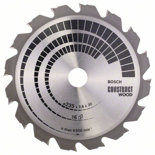 Диск пильный для циркулярок 235х30мм 16Т Construct Wood (строительная древесина), BOSCH