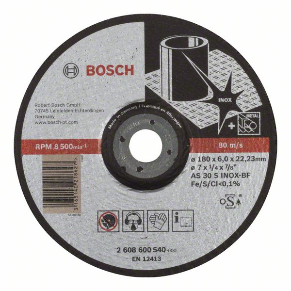 Обдирочный круг 180-22,23мм 6мм  INOX, BOSCH