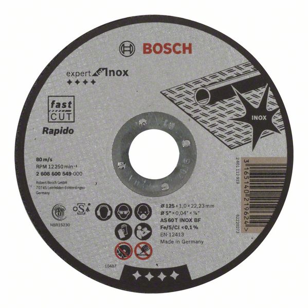 Отрезной круг 125-22,23 1мм INOX (нержавеющая сталь), BOSCH