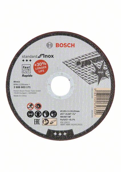 Отрезной круг 125-22,23мм 1мм  Standard (нержавеющая сталь), BOSCH